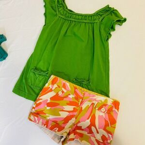 Gap Tunic and J.Crews Shorts Set Kids Sz. 10 Pink Orange Excellent Summer Set